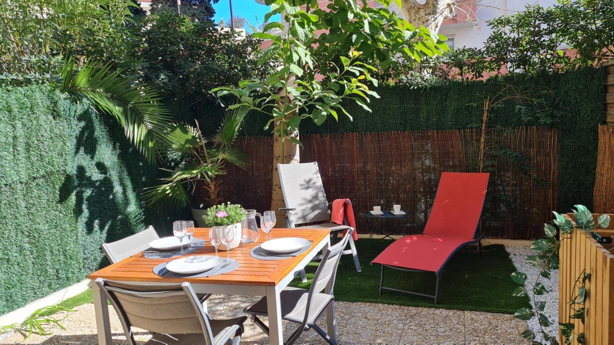 Studio Sun-Beach Avec Parking Et Jardin - 500M Des Plages De Juan Les Pins อองทีบส์ ภายนอก รูปภาพ